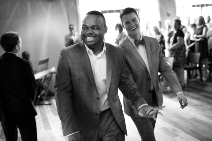 Chicago Black & White Gay Wedding Photographer captures grooms after the wedding