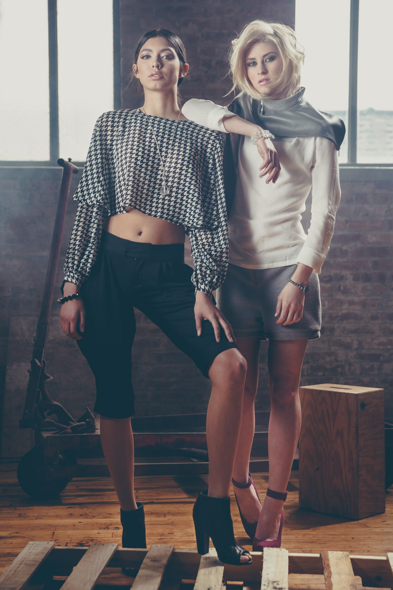 Chicago Fashion Photographer two female models warehouse photoshoot