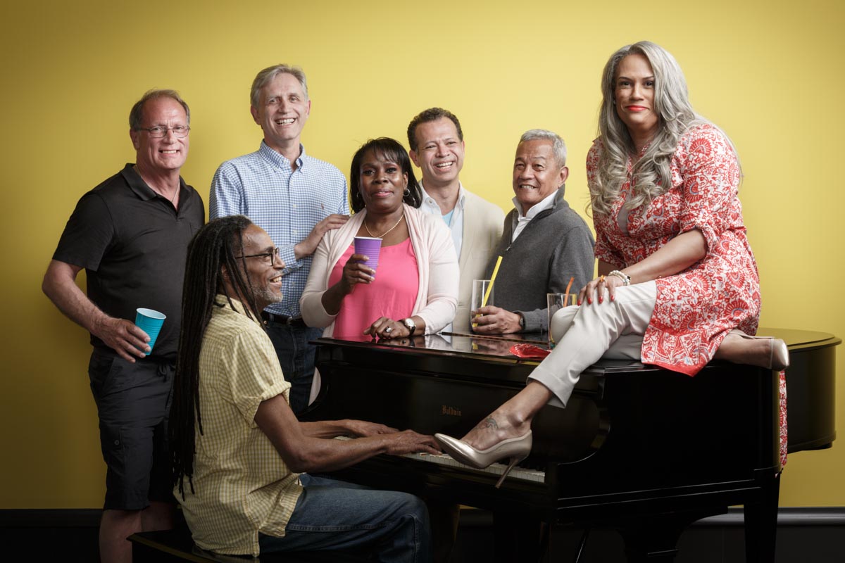 Chicago Magazine Photographer group photo on a piano