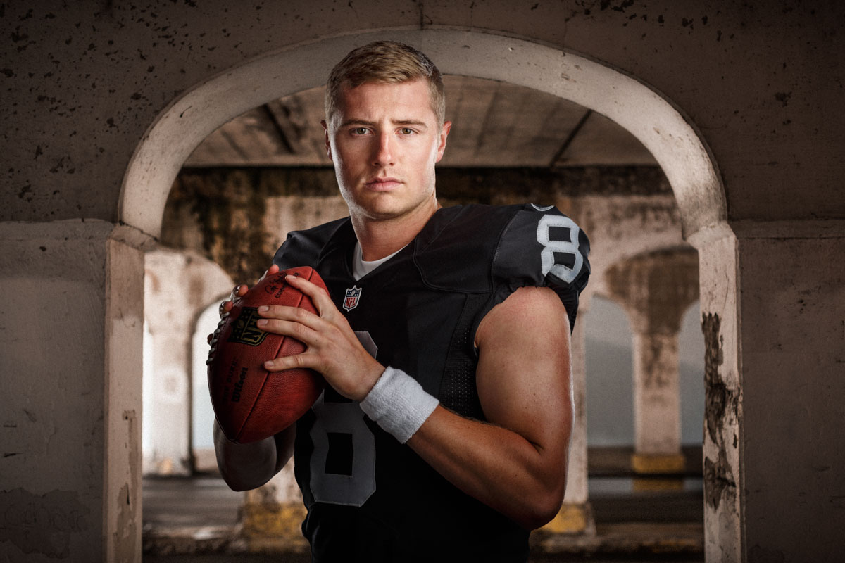 Oakland Raiders Quarterback Connor Cook poses for a portrait by Chicago photographer John Gress