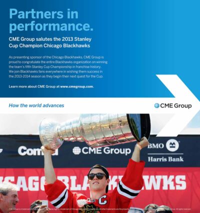 Chicago sports advertising photographer: CME Chicago Blackhawks ads Jonathan Towes