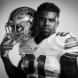 black & white Dallas Cowboys rookier Ezekiel Elliott portrait by Chicago Photographer John Gress