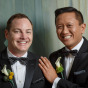 Gay grooms oise for their engagement photos in chicago