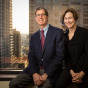 04/11/14 – Chicago, Illinois (60611) – Dr. Steve Newman M.D. and his wife Sara Neely Newman, M.D. pose for a photo in Mr. Newman's office. (John Gress for Tufts University)