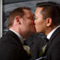 Illinois gay wedding photography of first kiss in Chicago
