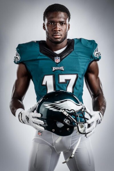 Editorial portrait photography of Philadelphia Eagles Nelson Agholor by Chicago Photographer John Gress