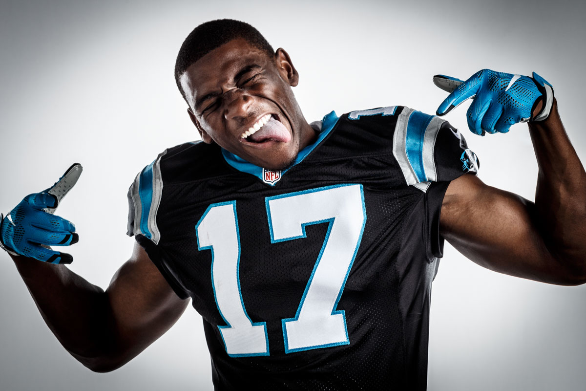 Editorial portrait photography of Carolina Panthers Devin Funchess by Chicago Photographer John Gress