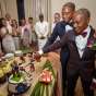 Evanston Gay Wedding photographer african american grooms cut the cake