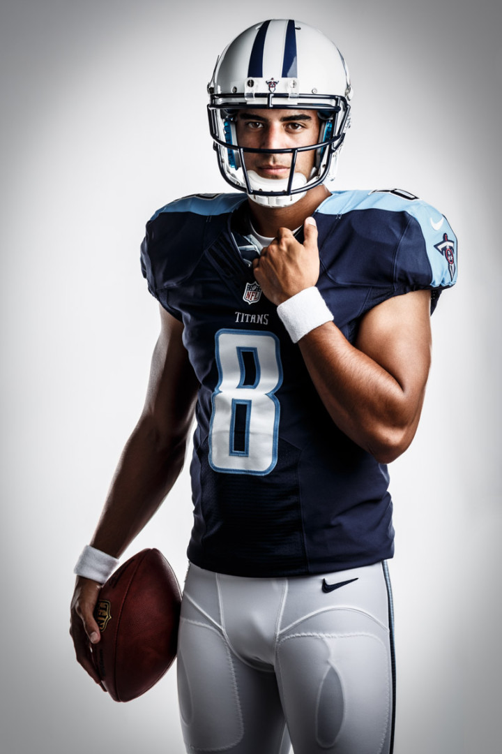 Editorial portrait photography of Tennessee Titians Marcus Mariota by Chicago Photographer John Gress