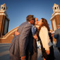 Illinois same-sex wedding photographer captures grooms kissing guests