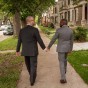 Chicago Gay Wedding Photographer grooms go for a walk engagement phoot