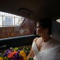 CHicago wedding photography bride in taxi cab