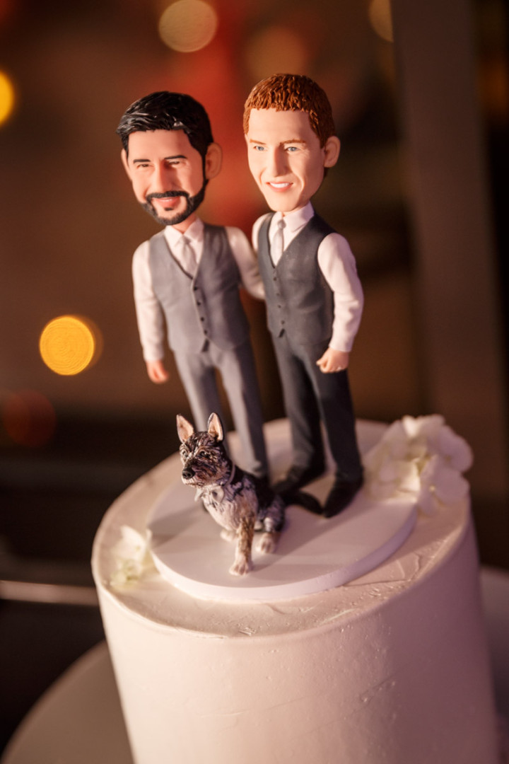 Gay wedding cake topper by Chicago gay wedding photojournalist