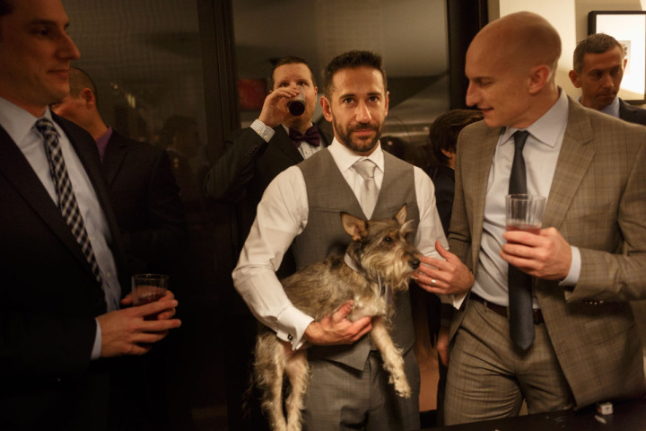 Chicago gay wedding photojournalist captures cocktail party at Thompson Hotel