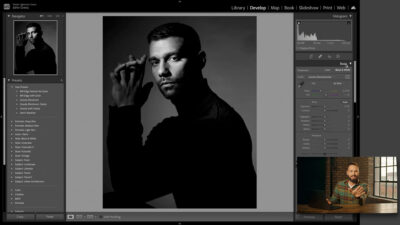 Step-by-step Black & White retouching using Lightroom Classic, Photoshop, and Neural Filters for Skin Smoothing. I also mask out the backgrounds and replace them.