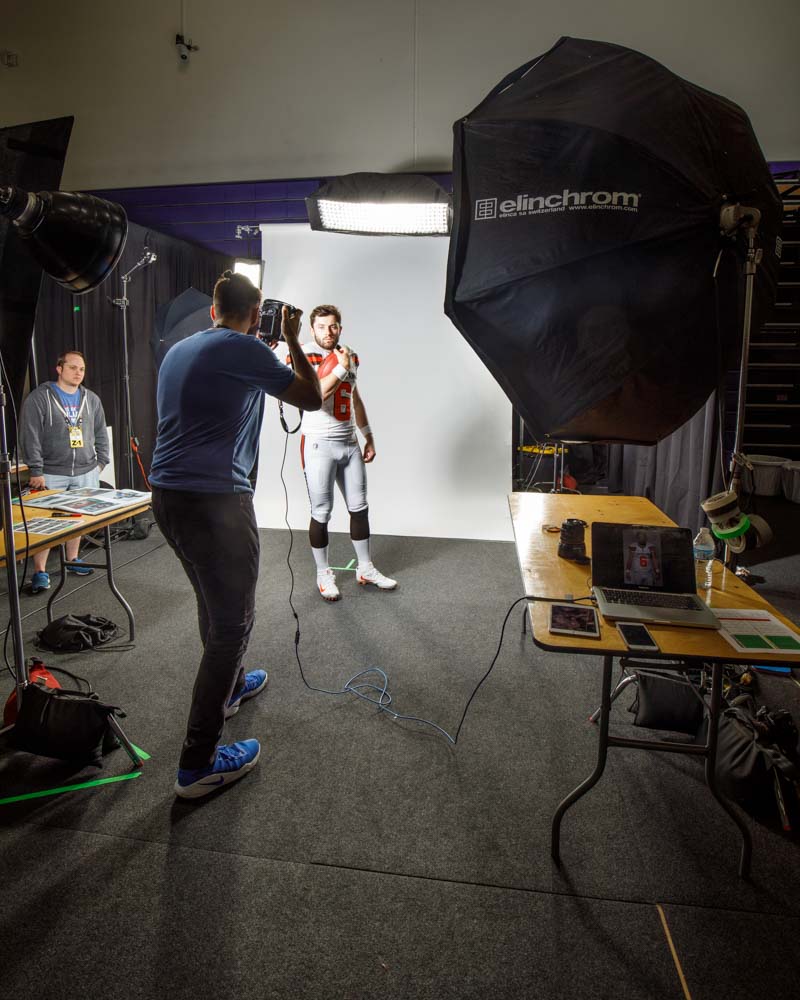 Sports lifestyle photography of the top NFL rookies for Panini America BTS