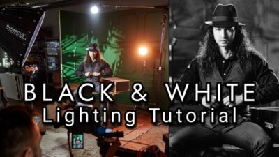 Lighting Handbook Tutorial - Breaking down a black and white 4 light portrait setup using hard light