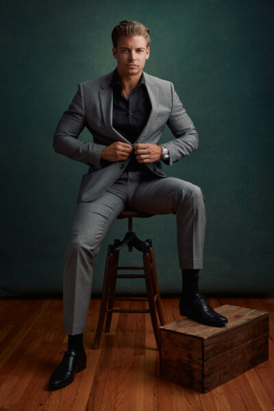 Full length portrait of a Chicago male model by fashion photographer John Gress