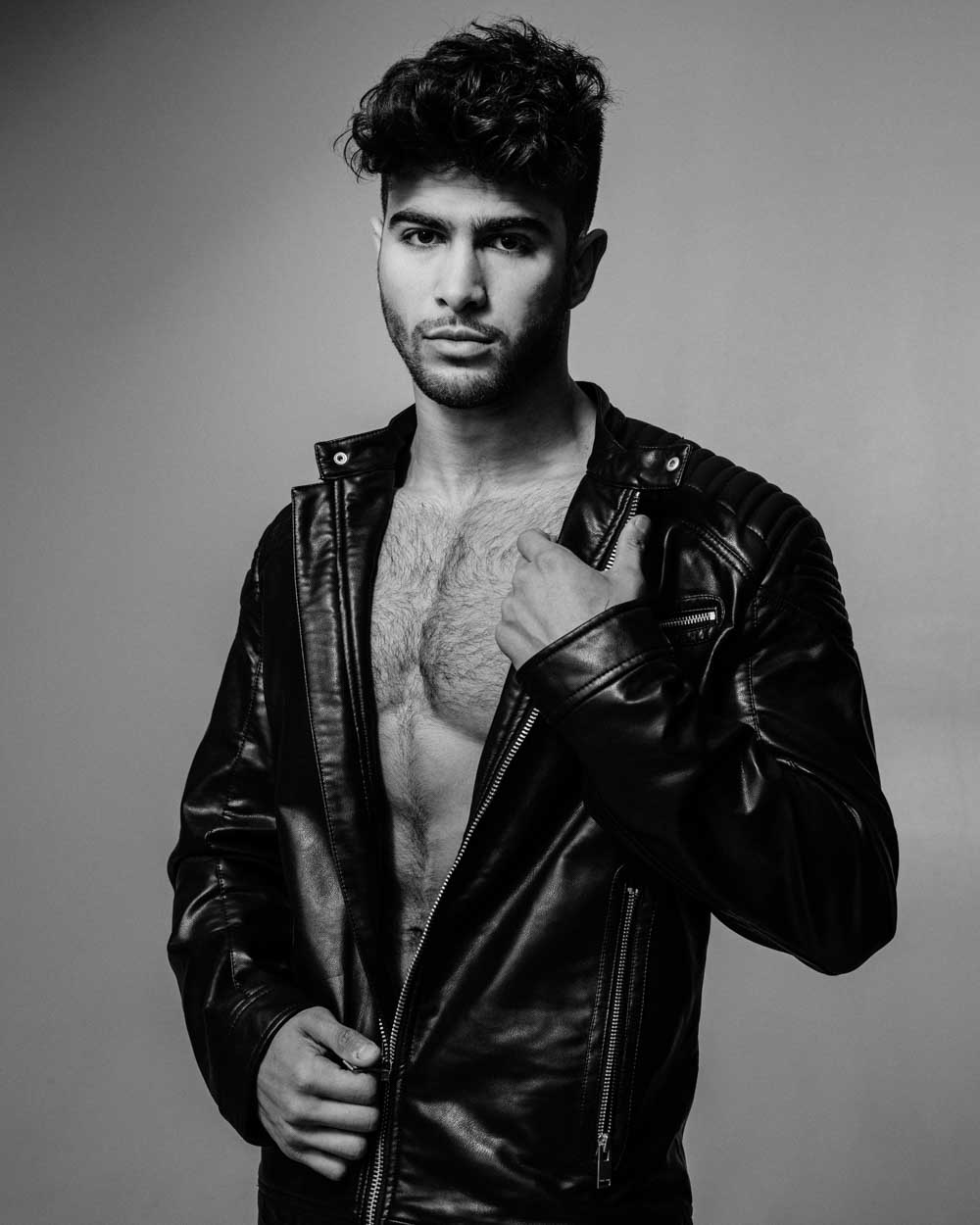 Artistic black and white portrait of Muhammed during a photoshoot Chicago