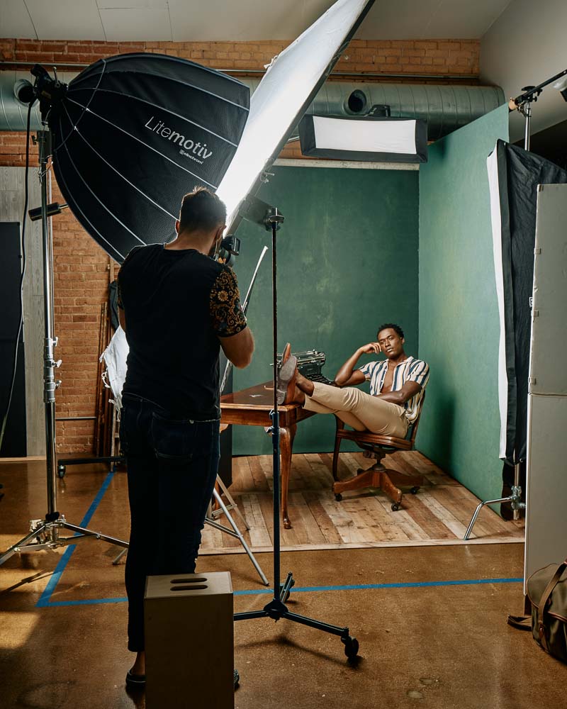 Model digital portfolio in Chicago - Behind the scenes of Justin's photoshoot with John Gress