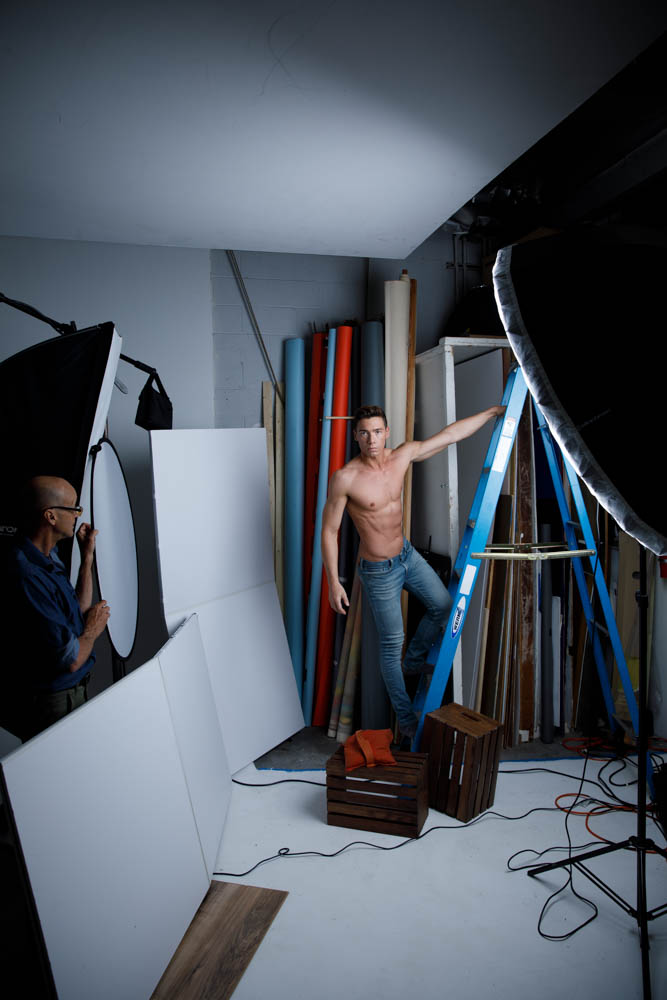 Behind the scenes at a top photography studio in Chicago, showing Michael in a candid pose