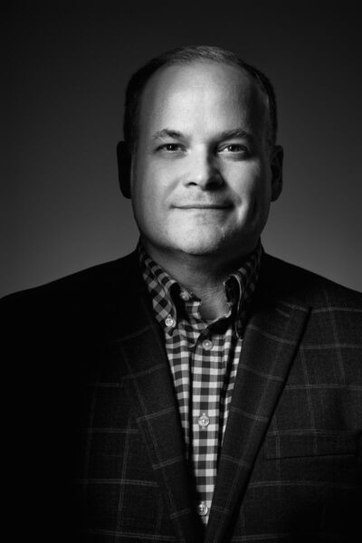 Creative black and white executive portrait in Chicago for Tusker rebrand