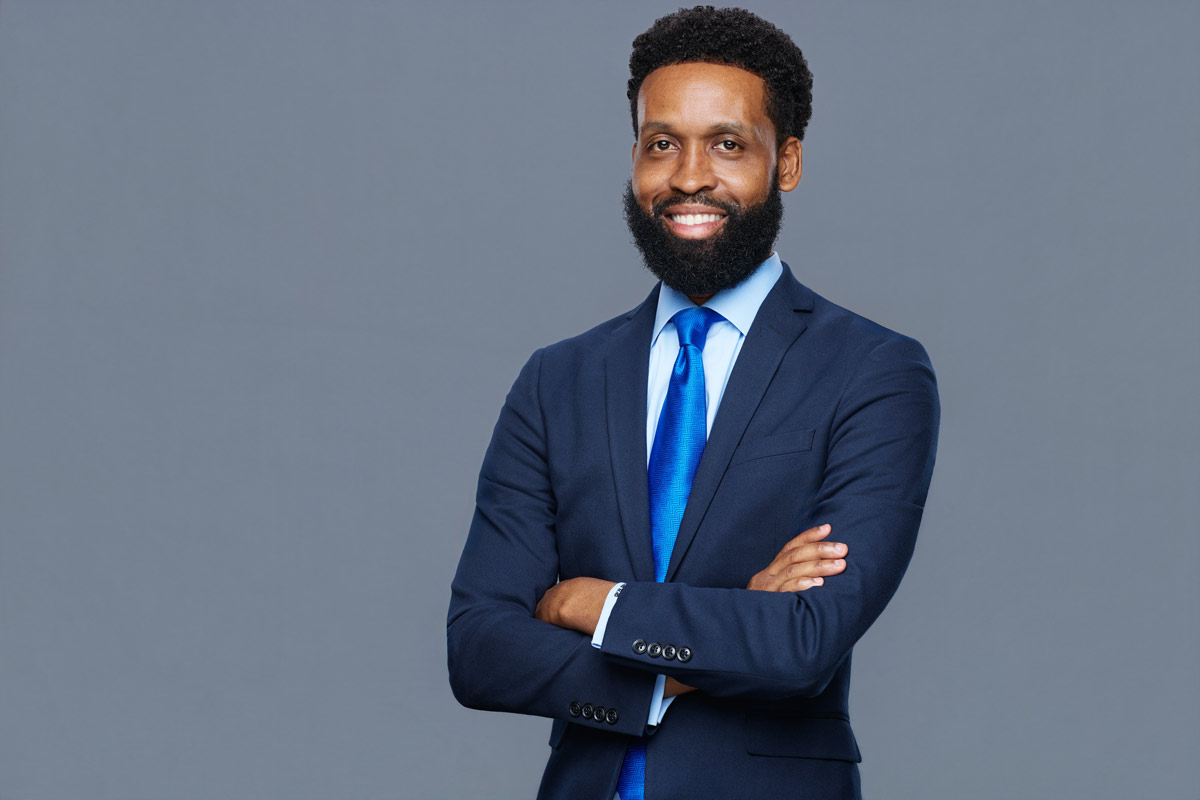 Approachable business headshot Chicago white background