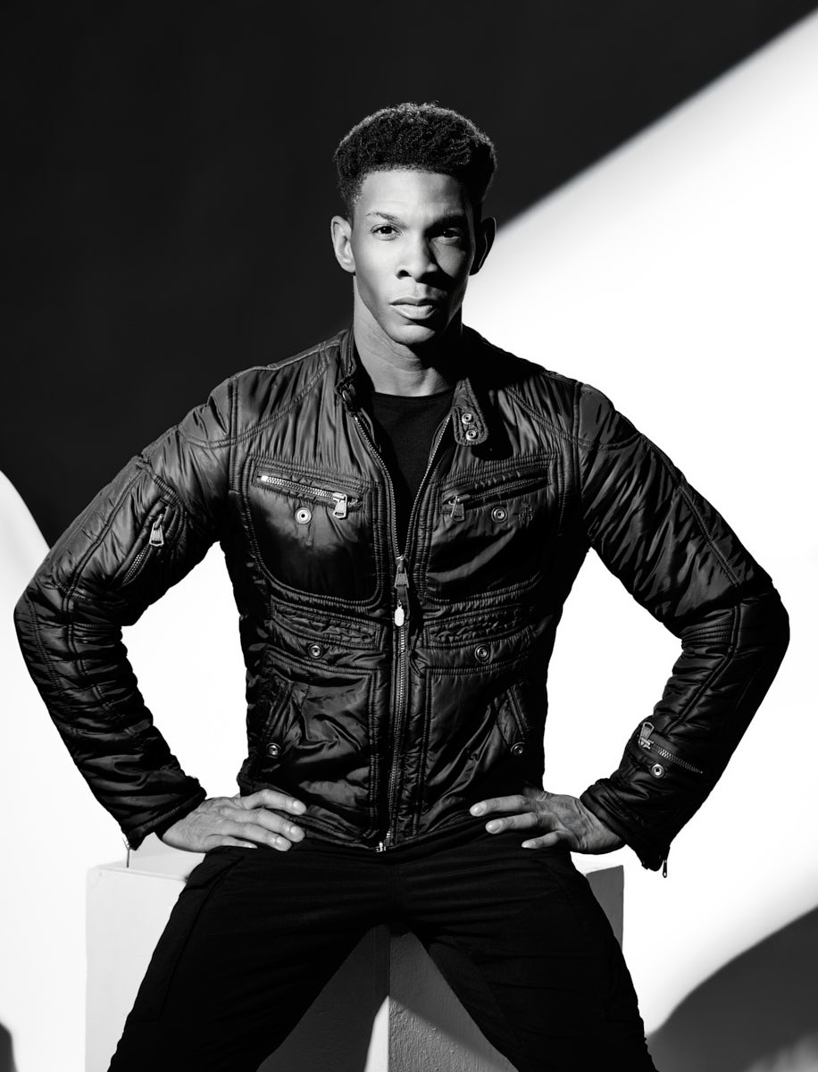 Male dancer black and white headshot Chicago fashion portrait